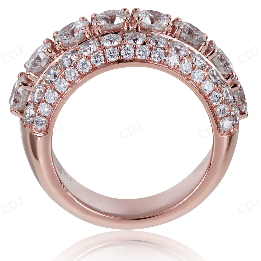 14K Rose Gold Moissanite Diamond Half Eternity Ring hip hop jewelry CustomDiamJewel
