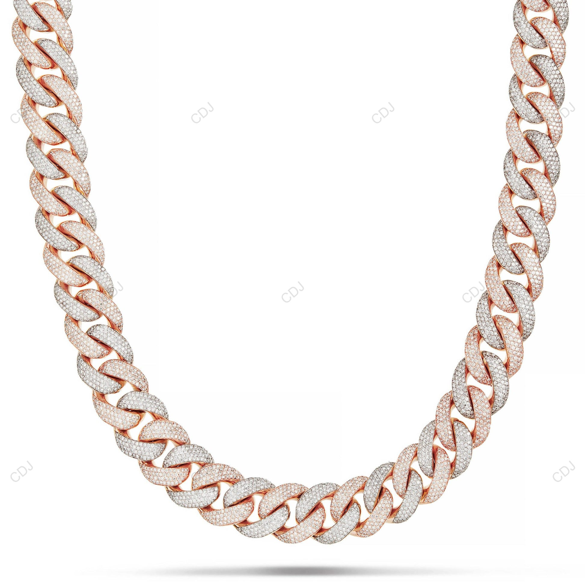 18KT Yellow Gold Plated Moissanite Cuban Chain CustomDiamJewel