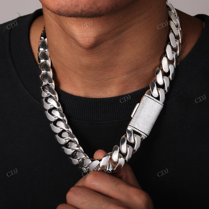 20MM Solid 14K Gold Bold Cuban Link Iced Claps Chain hip hop jewelry CustomDiamJewel