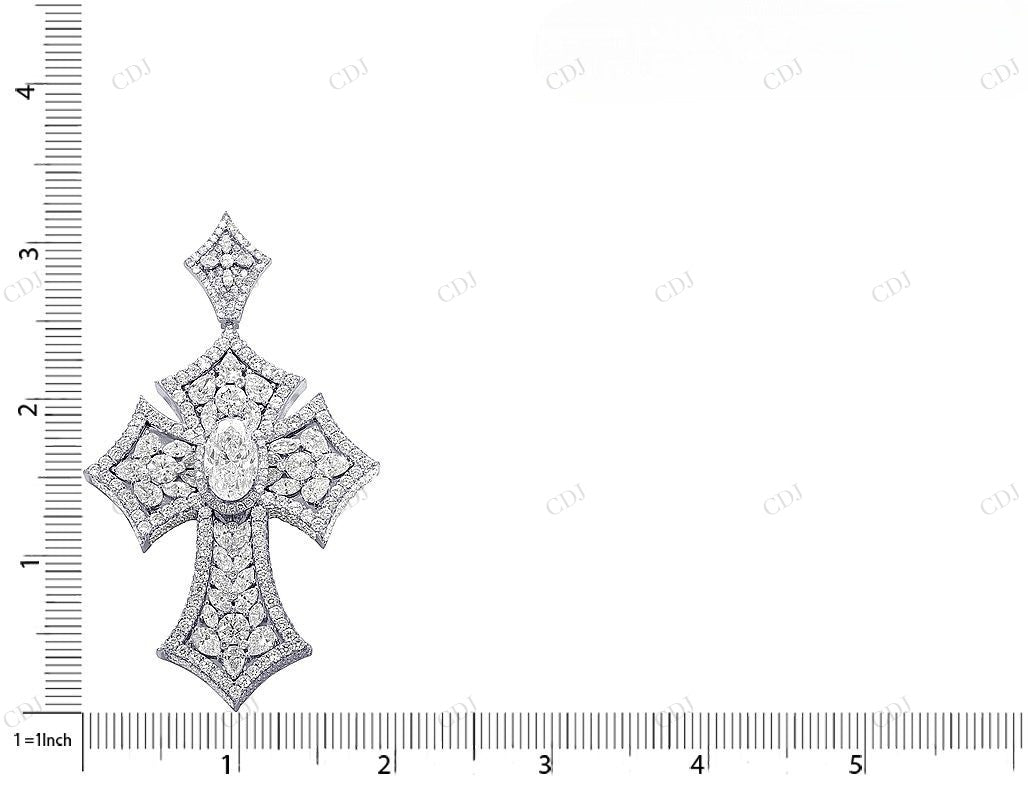 3.25 Inch Pear n Marquise Lab Grown 14K Gold Cross Pendant Hip Hop Pendent CustomDiamJewel