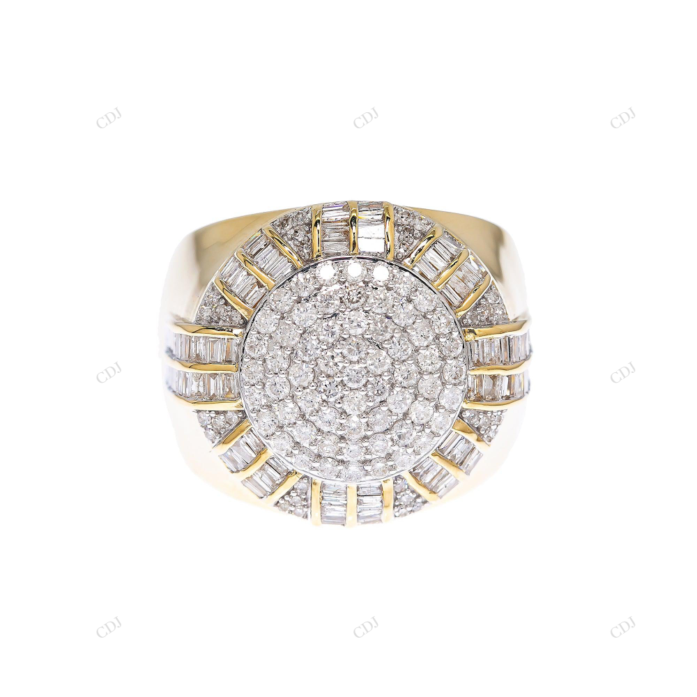 Round Cluster Baguette Halo 925 Silver Ring hip hop jewelry customdiamjewel