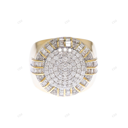 Round Cluster Baguette Halo 925 Silver Ring hip hop jewelry customdiamjewel