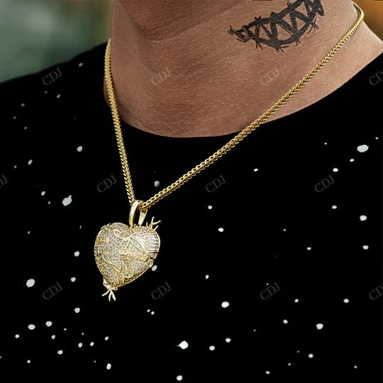 Bling Gold Plated Locked Heart Pendant For Men And Women hip hop jewelry CustomDiamJewel