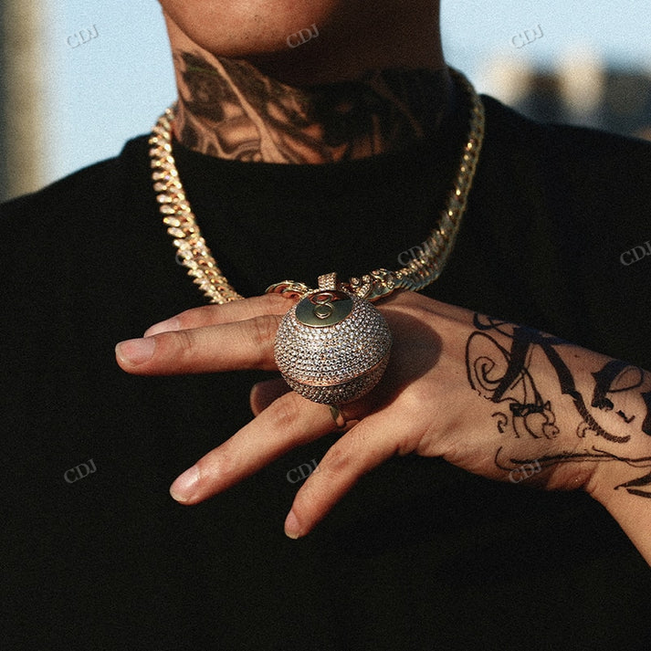 Iced Out 8 Number Hip Hop Moissanite Diamond Ball Pendant hip hop jewelry CustomDiamJewel