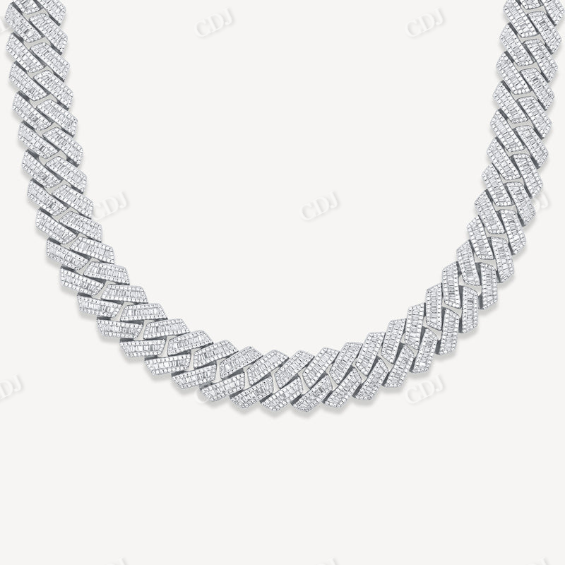 Baguette Diamond Hip Hop Men 19MM Cuban link Chain  customdiamjewel   