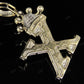 1.5" 0.40 CTW Initial 10K Gold Letter 'X' Crown Real Diamond Pendant CustomDiamJewel