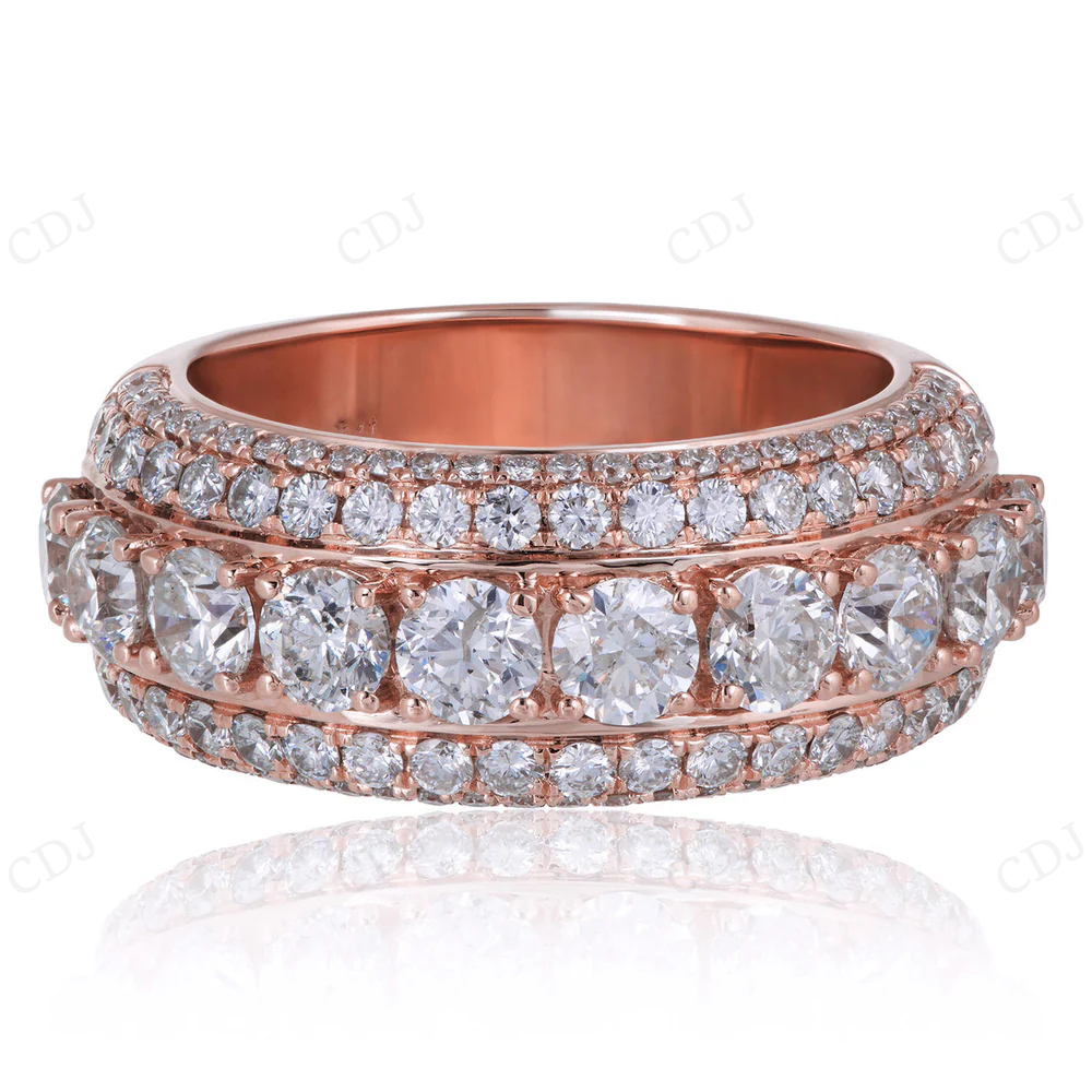 14K Rose Gold Moissanite Diamond Half Eternity Ring hip hop jewelry CustomDiamJewel