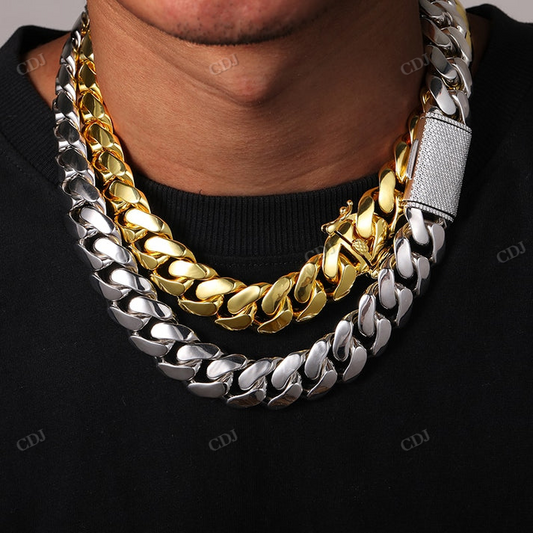 20MM Solid 14K Gold Bold Cuban Link Iced Claps Chain hip hop jewelry CustomDiamJewel