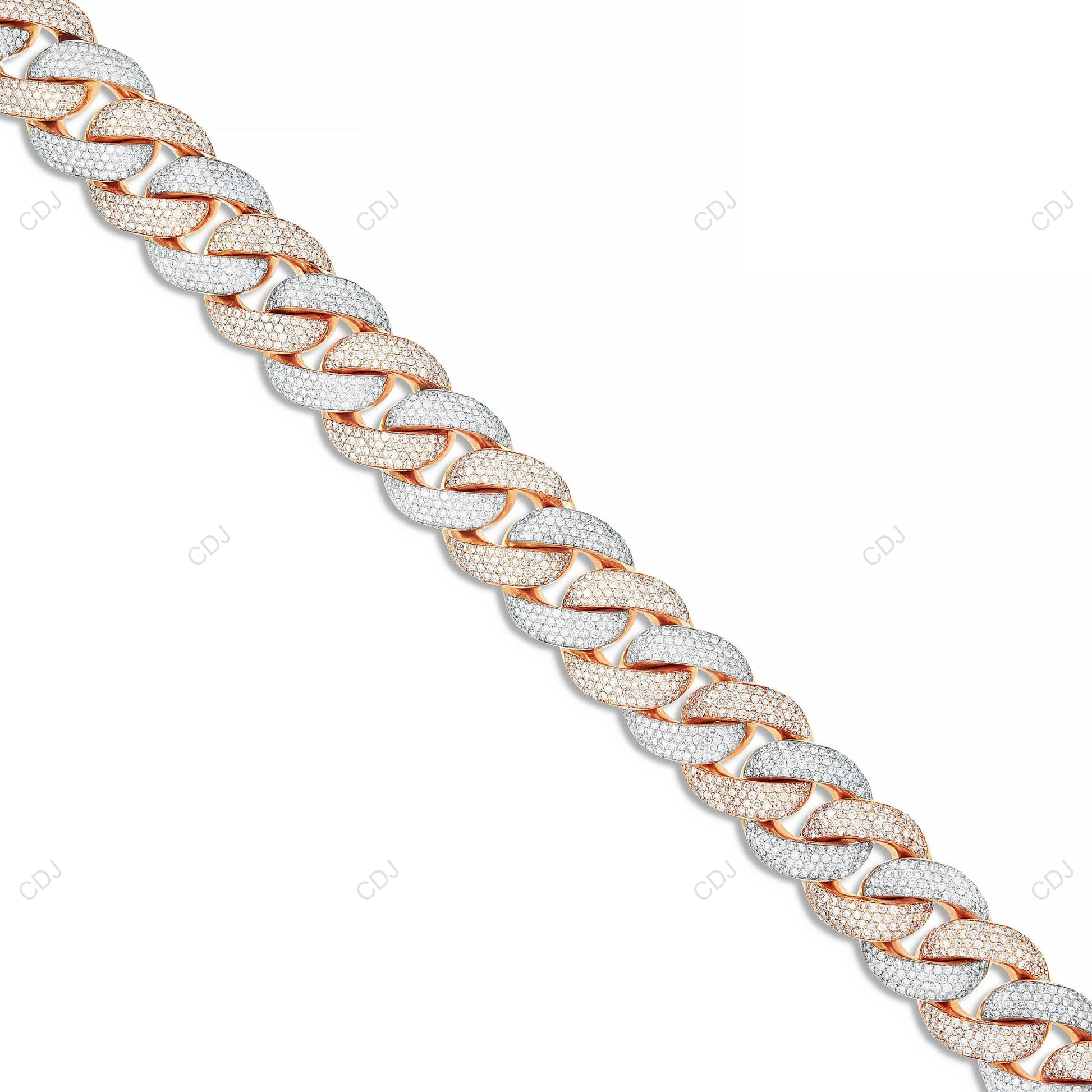 18KT Yellow Gold Plated Moissanite Cuban Chain CustomDiamJewel