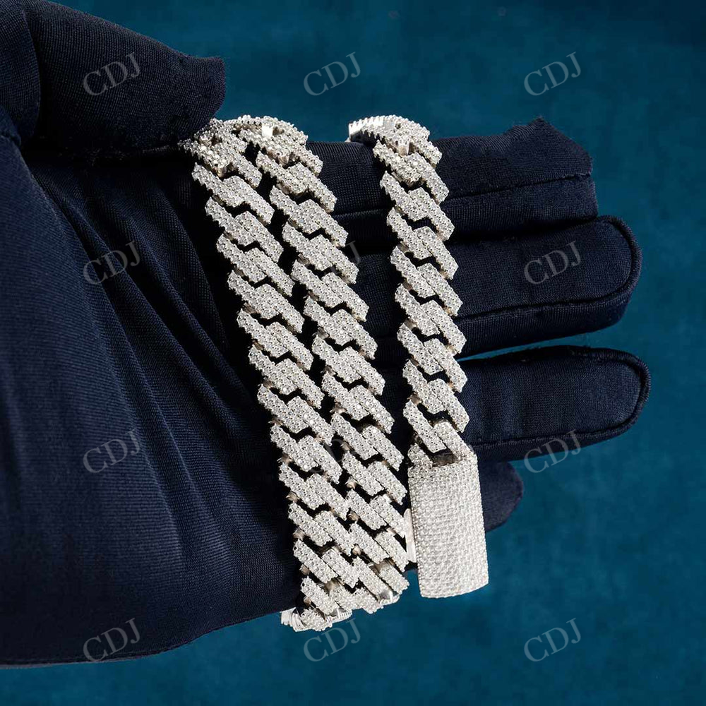 Miami Cuban Link Chain Two Row White Diamond hip hop jewelry customdiamjewel   