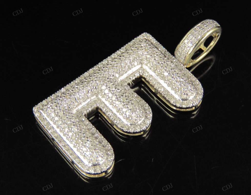 1 CTW 10K Gold Real Diamond E Letter Pendant CustomDiamJewel