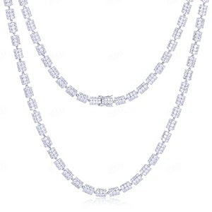 Hip Hop 10K White Gold Moissanite Iced Out Beaded Chain Necklace hip hop jewelry CustomDiamJewel