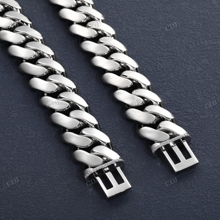 20MM Solid 14K Gold Bold Cuban Link Iced Claps Chain hip hop jewelry CustomDiamJewel