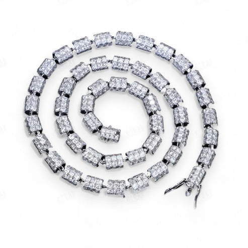 Hip Hop 10K White Gold Moissanite Iced Out Beaded Chain Necklace hip hop jewelry CustomDiamJewel