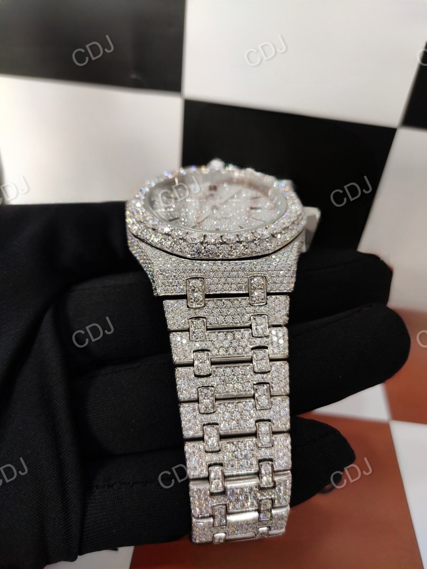 Newest High Quality VVS Certified Moissanite AP Real Watch Fully White Gold Plated Swiss Watches For Men  customdiamjewel   