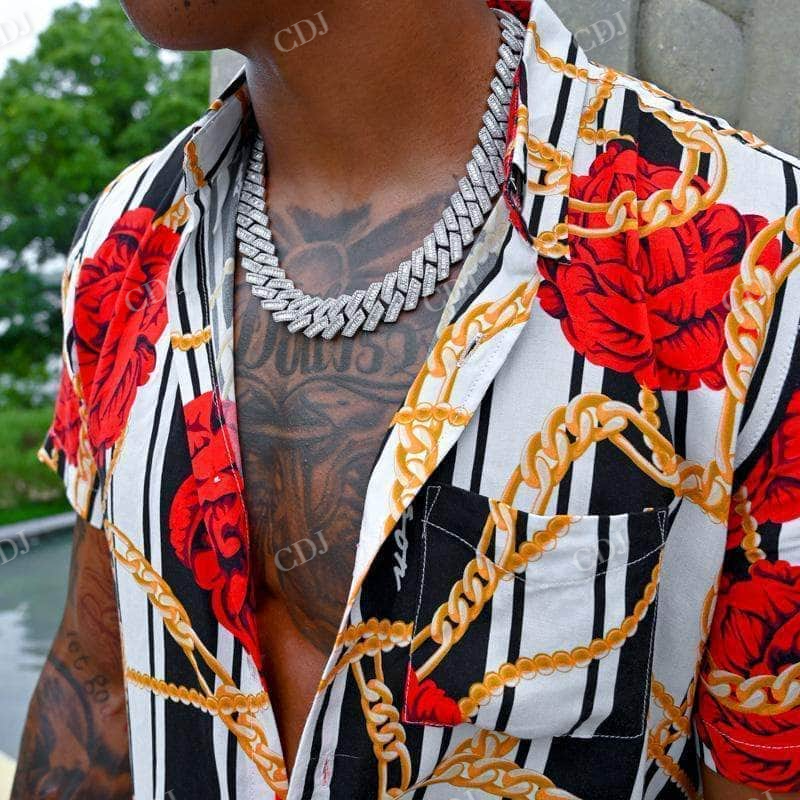 Baguette Diamond Hip Hop Men 19MM Cuban link Chain  customdiamjewel   