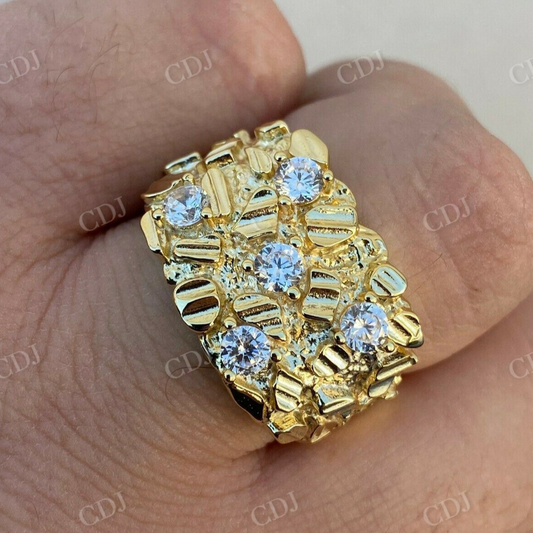 14K Yellow Gold Diamond Hip Hop Ring  customdiamjewel   