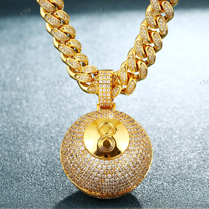 Iced Out 8 Number Hip Hop Moissanite Diamond Ball Pendant hip hop jewelry CustomDiamJewel