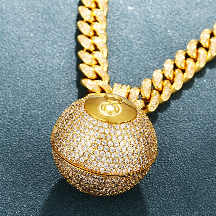 Iced Out 8 Number Hip Hop Moissanite Diamond Ball Pendant hip hop jewelry CustomDiamJewel