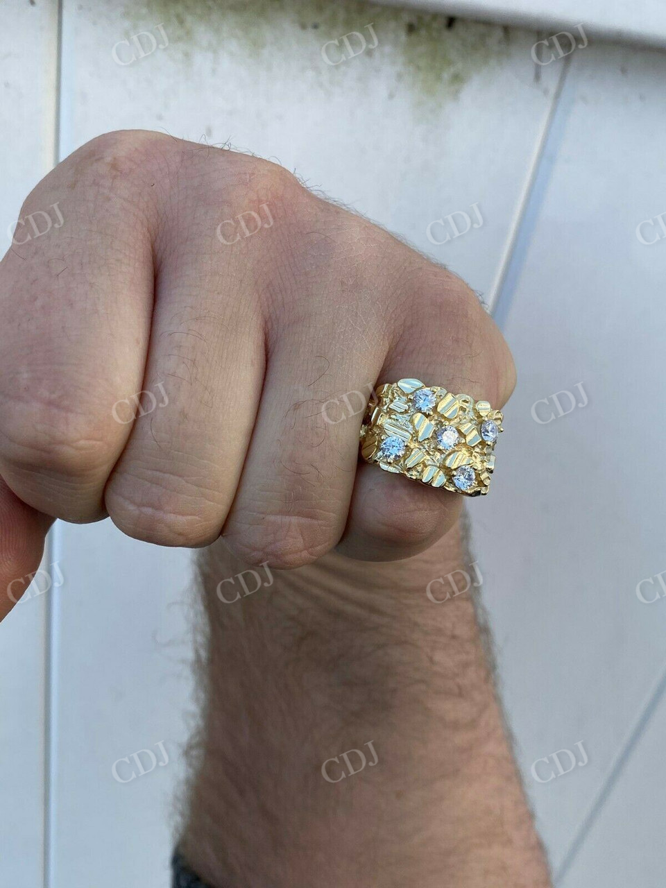 14K Yellow Gold Diamond Hip Hop Ring  customdiamjewel   