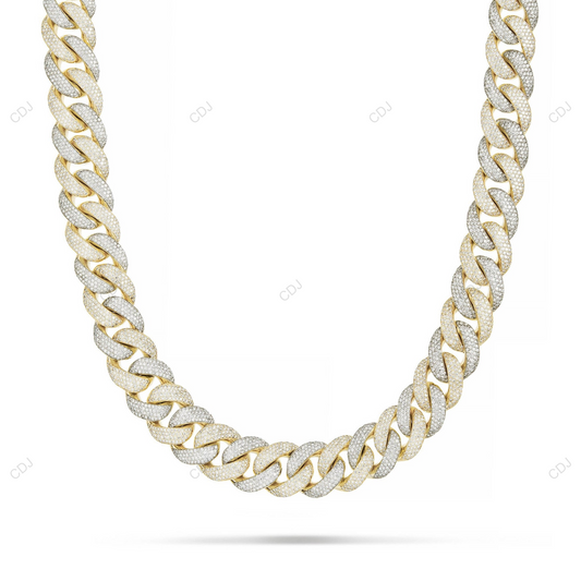 18KT Yellow Gold Plated Moissanite Cuban Chain CustomDiamJewel