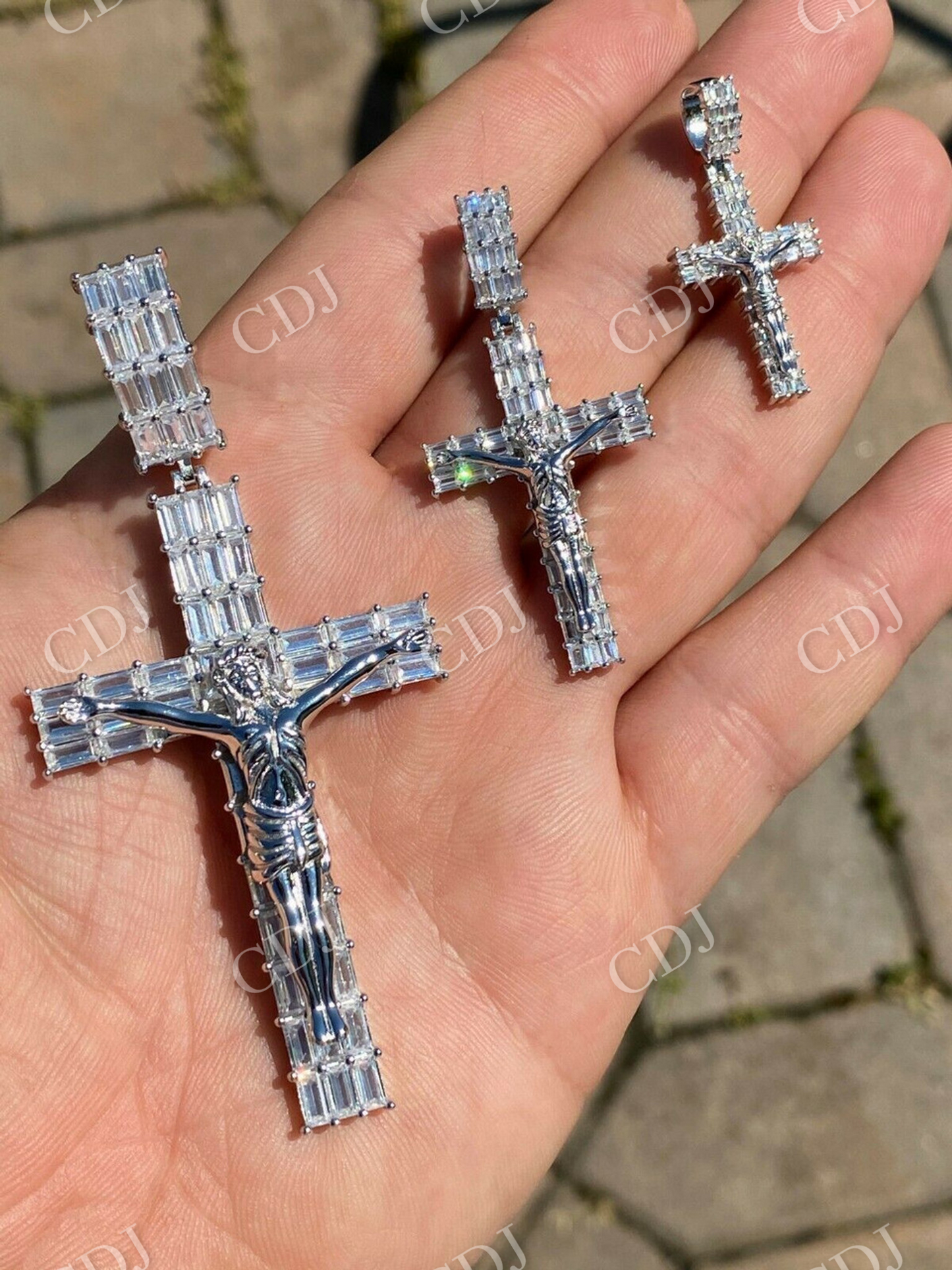 Baguette Diamond Cross With Jesus Pendant  customdiamjewel   