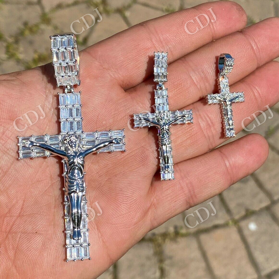 Baguette Diamond Cross With Jesus Pendant  customdiamjewel   