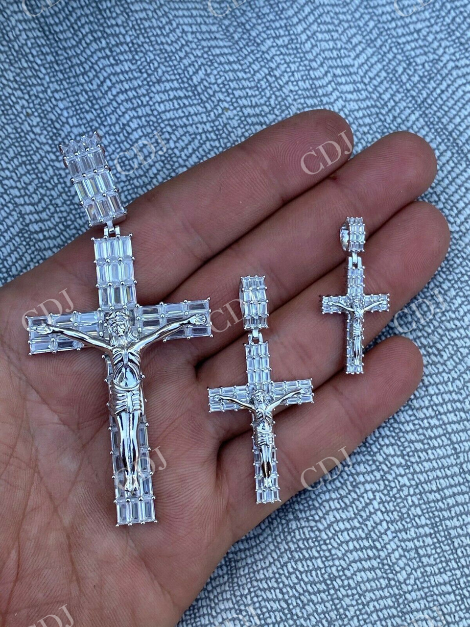 Baguette Diamond Cross With Jesus Pendant  customdiamjewel   