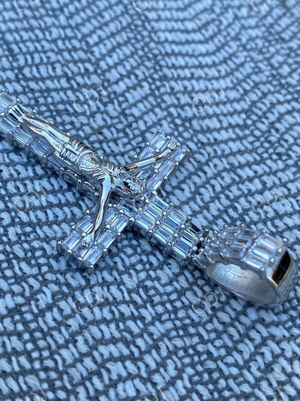 Baguette Diamond Cross With Jesus Pendant  customdiamjewel   