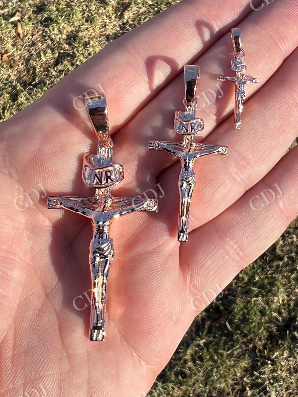 Solid Gold Cross Jesus Piece Crucifix Pendant  customdiamjewel   