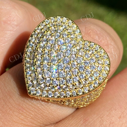 Hip Hop Large Heart Iced Diamond Ring  customdiamjewel   