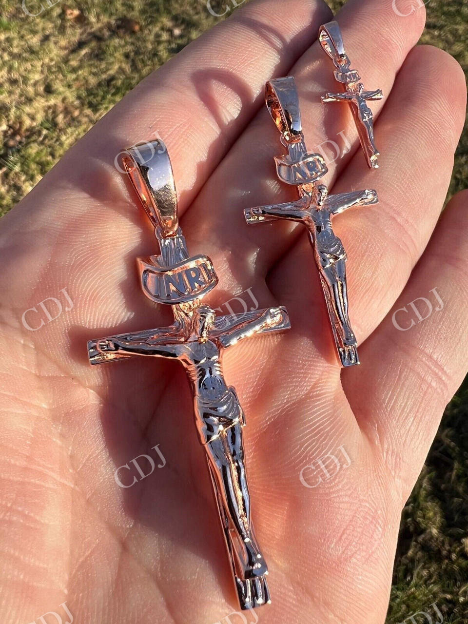 Solid Gold Cross Jesus Piece Crucifix Pendant  customdiamjewel   