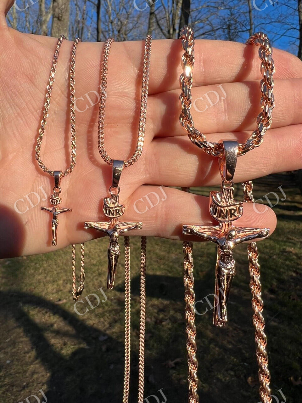 Solid Gold Cross Jesus Piece Crucifix Pendant  customdiamjewel   