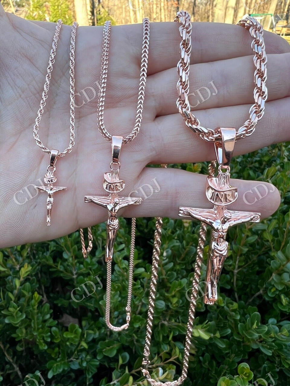 Solid Gold Cross Jesus Piece Crucifix Pendant  customdiamjewel   