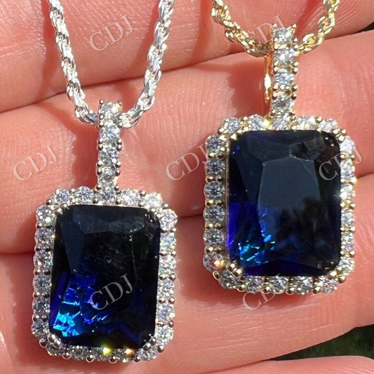 Lab Created Blue Sapphire Pendant  customdiamjewel   
