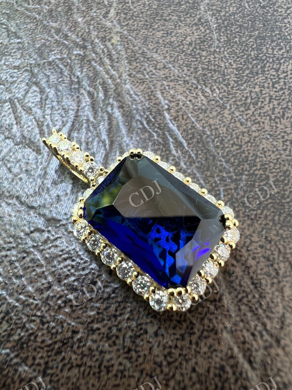 Lab Created Blue Sapphire Pendant  customdiamjewel   