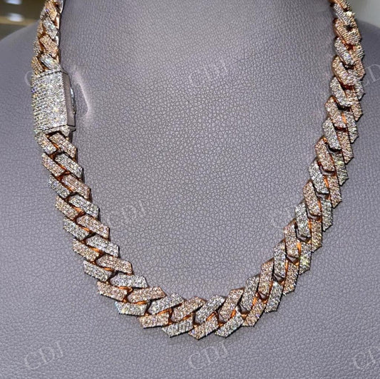 Round Diamond Miami Cuban Link Necklace hip hop jewelry CustomDiamJewel   