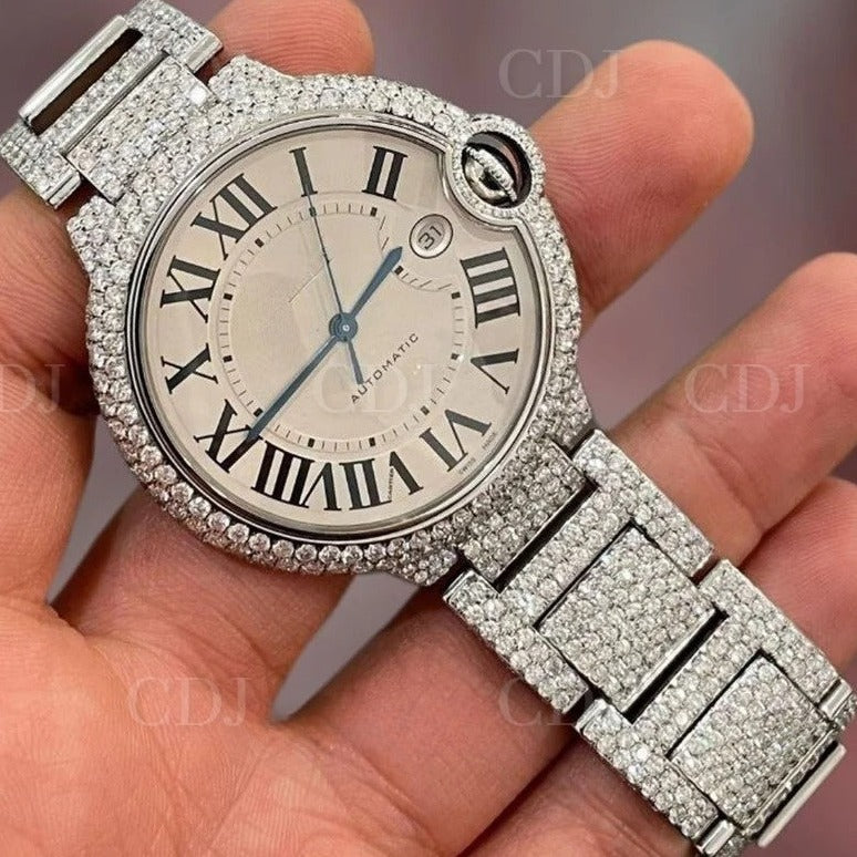 New Arrival Women Wrist Watch Luxury Hip Hop Iced Out Moissanite Watch Mechanical Movement Bleu Watches Manufacturer From India