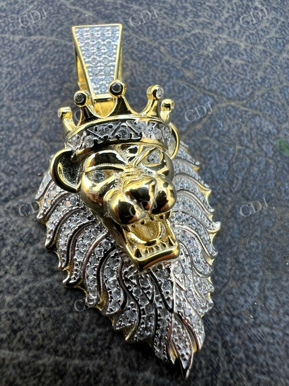 Iced Rasta Lion Crown CVD Diamond Pendant  customdiamjewel   