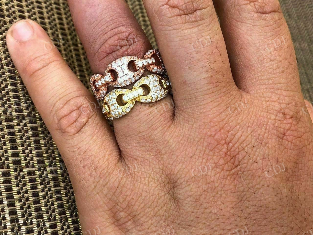 14K Sold Gold Gucci Link Diamond Wedding Band  customdiamjewel   