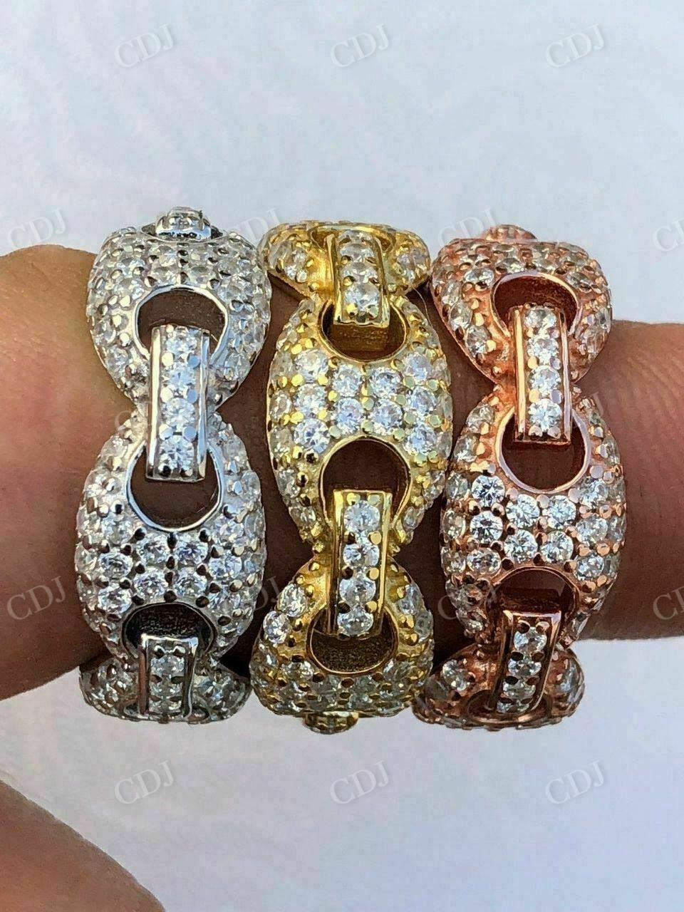 14K Sold Gold Gucci Link Diamond Wedding Band  customdiamjewel   