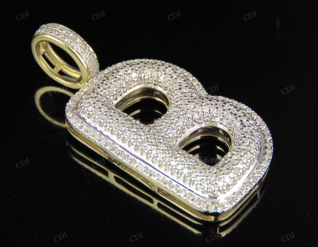 1.5" 1 CTW 10K Gold Real Diamond B Letter Pendant CustomDiamJewel