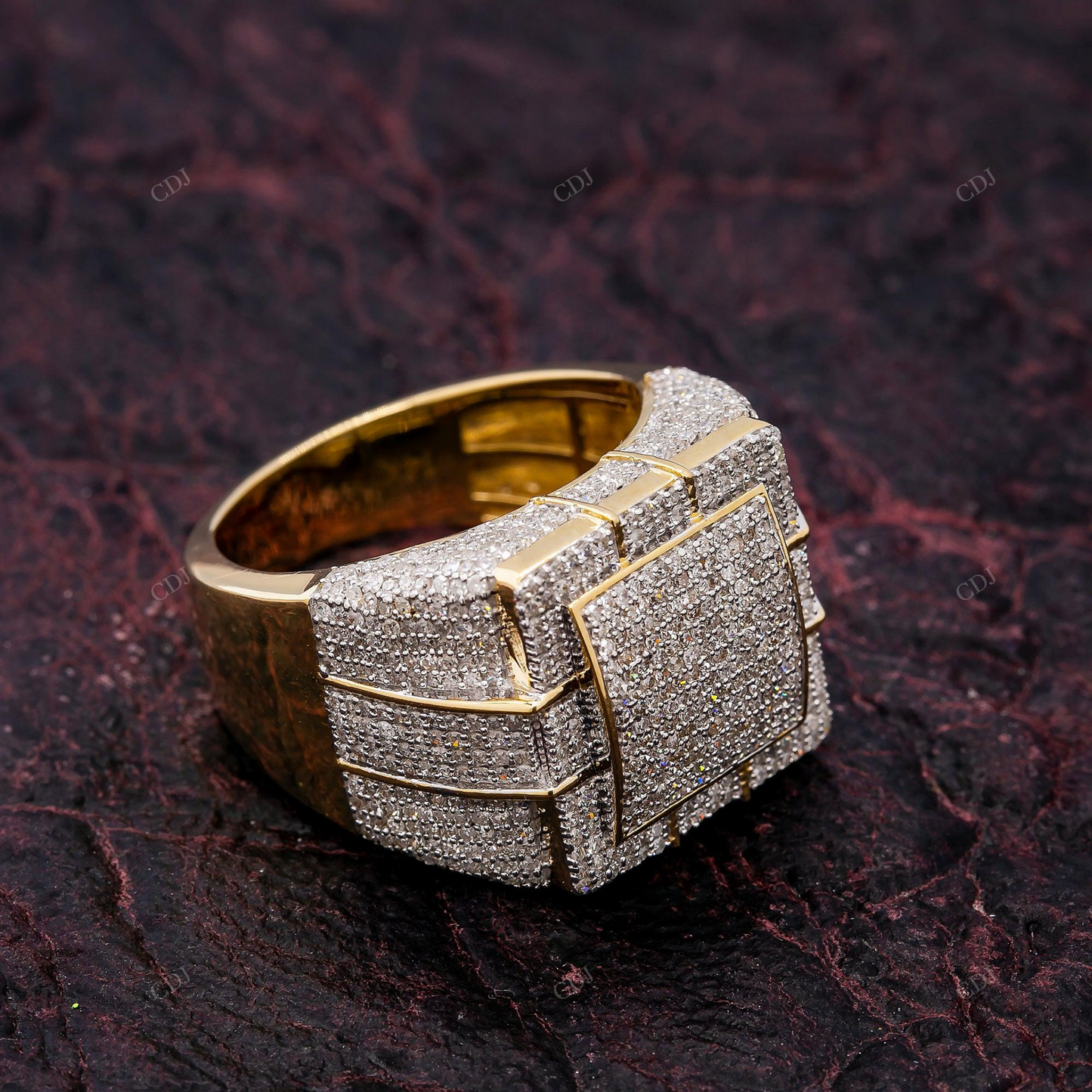 14K Square Cluster Moissanite Statement Ring hip hop jewelry CustomDiamJewel