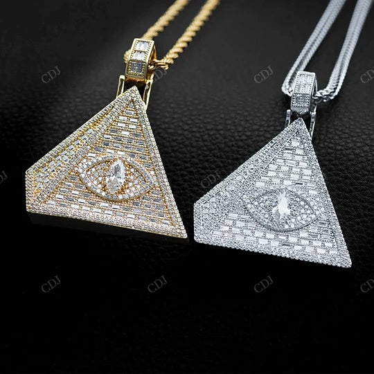 Wholesale Price Iced out Moissanite Brass Pyramid Evil Eyes hip hop jewelry CustomDiamJewel