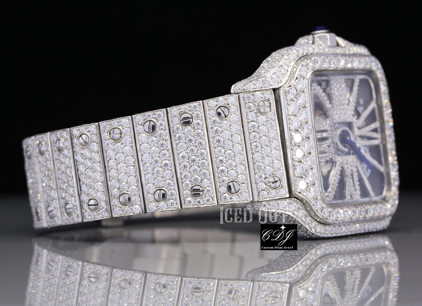 Luxury Fully VVV Moissanite Diamond Iced Out Hip Hop Buss Down Watch customdiamjewel