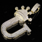 1.5" 14K Gold Natural Diamond Crown Initial 'U' Letter Pendant CustomDiamJewel