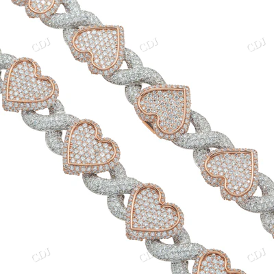 Moissanite Diamond Infinity Heart Chain Necklace hip hop jewelry CustomDiamJewel