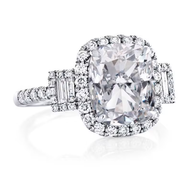 Three Stone Radiant Cut Half Eternity Engagement Ring  customdiamjewel   