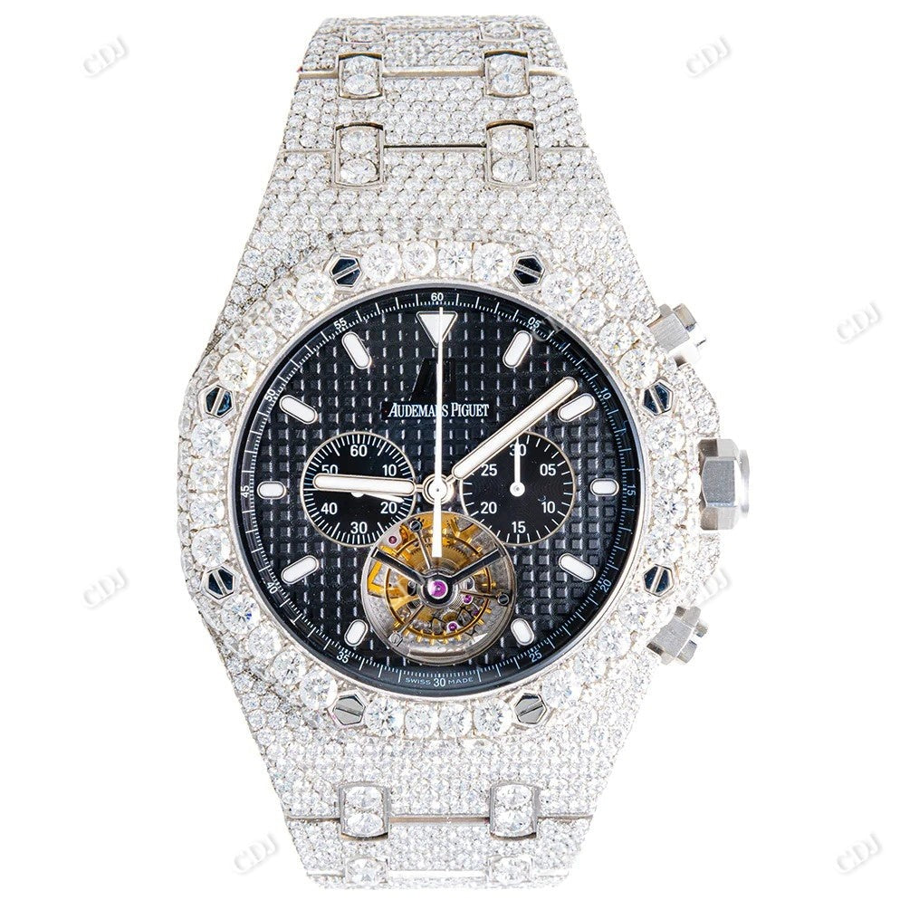 Fully Iced Out AP Chrono VVS Diamond Watch For Men customdiamjewel