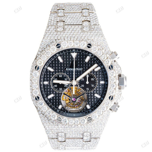 Fully Iced Out AP Chrono VVS Diamond Watch For Men customdiamjewel